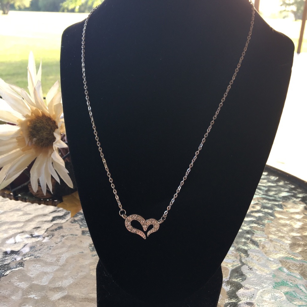 Silver Crystal Heart ❤️ Necklace...